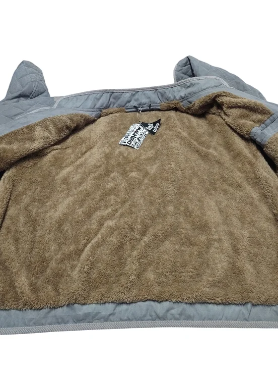 Mad Hero Gray Quilted Jacket Mens Sz XL Corduroy Collar Fleece Lined Button NWT - Picture 4 of 9